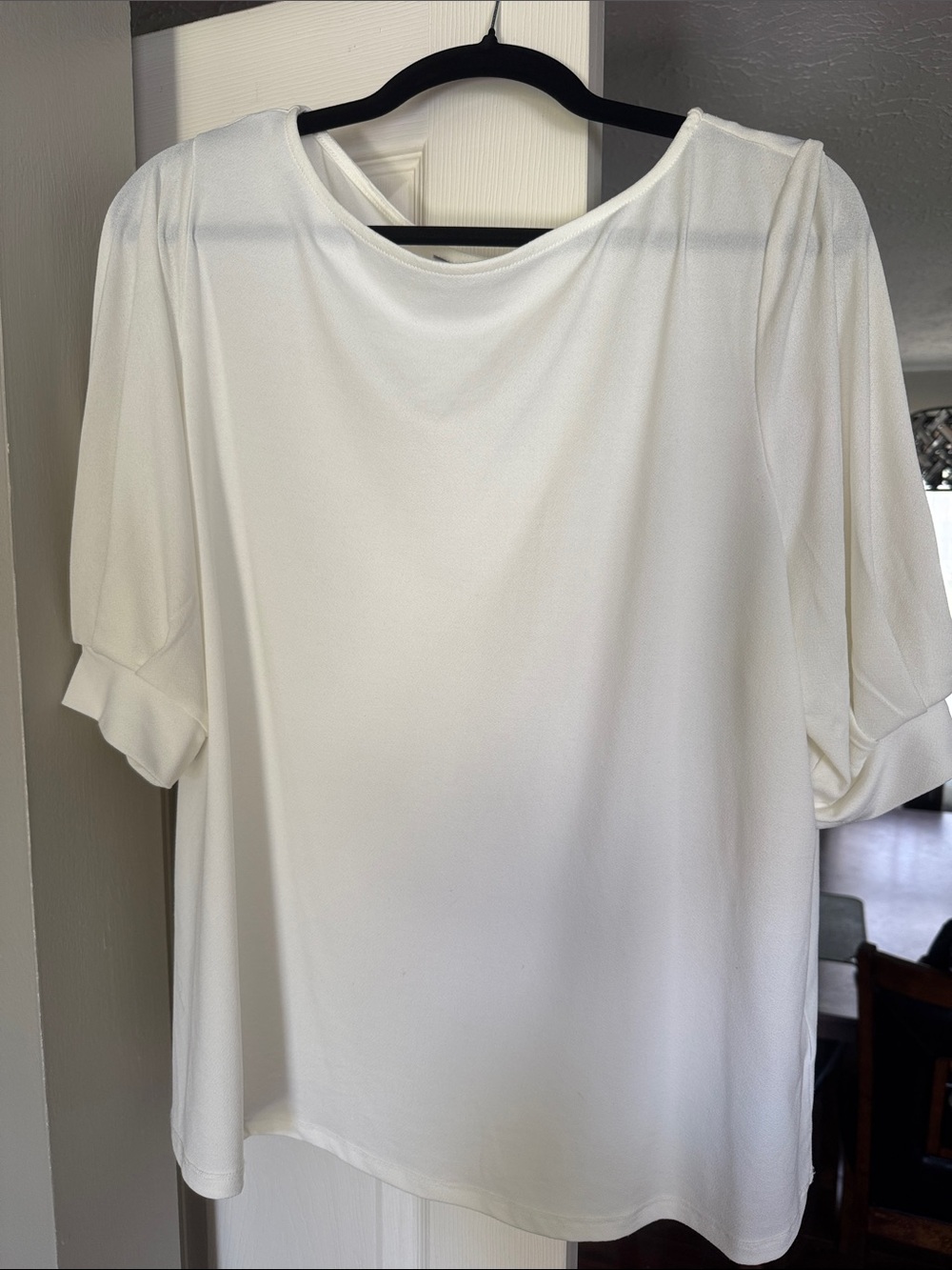 H&M White Short Sleeve Draped Blouse